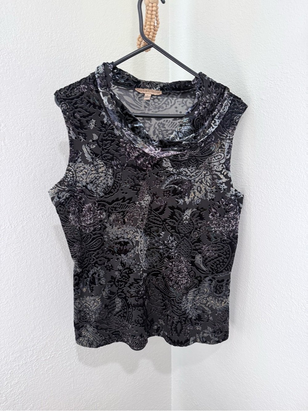 Vintage Notations Burnout Velvet Cowl Neck